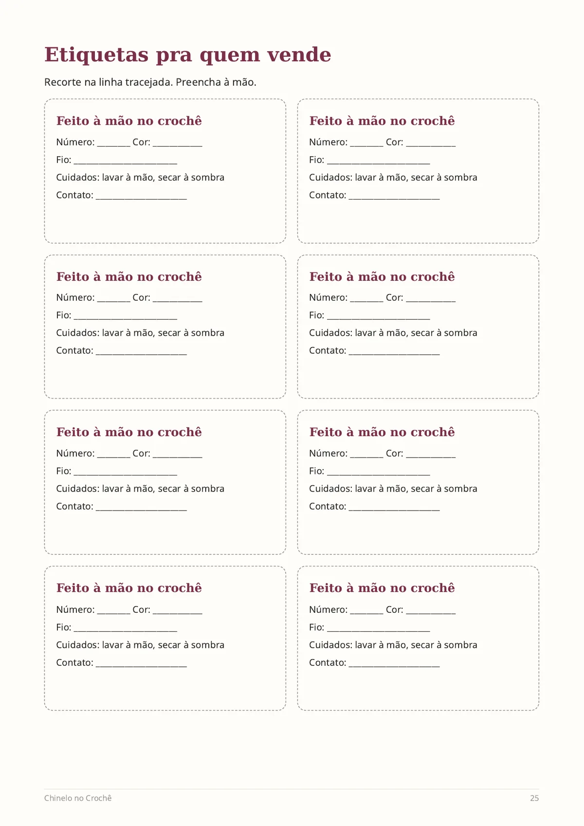 Página real do PDF Chinelo no Crochê: bônus etiquetas